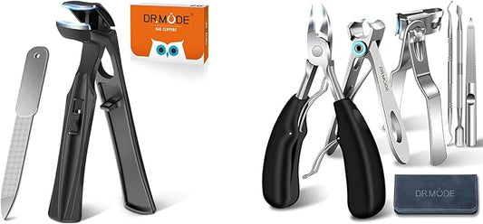 Angled Head Large Toenail Clippers for Seniors Thick Toenails with Catcher, Wide Jaw Opening Heavy Duty Toe Nail Clippers for Men Thick Ingrown Nails, 360 Degree Rotary Fingernail Clippers Long Handle