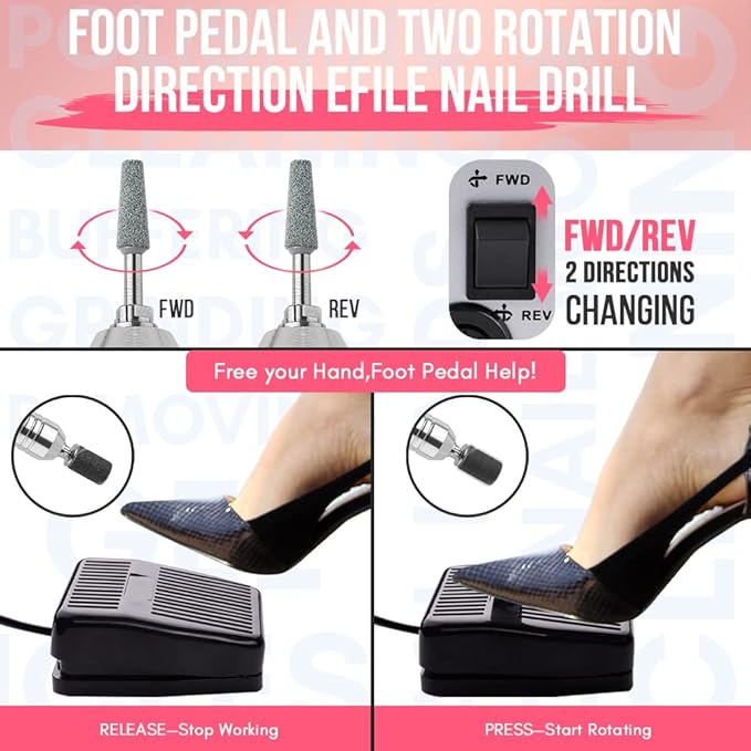 Makartt Nail Drill Portable Electric Nail File Machine Geneviere E File Pink JD700 Professional 30000RPM Manicure Drill for Acrylic Nails Poly Nail Gel Polish Beauty Gift