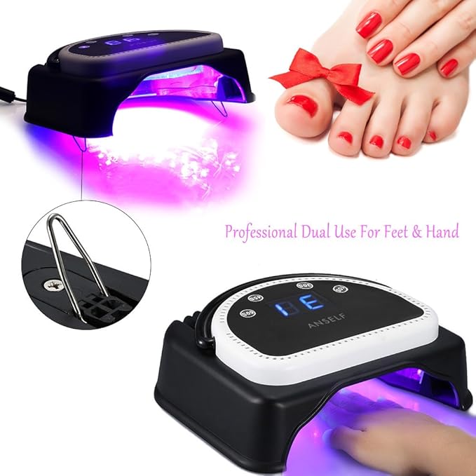 Anself 64W Pro LED Gel Nail Dryer Curing Lamp Nail Polish Machine 110-240V With Lifting Handle Touch Sensor LCD Screen