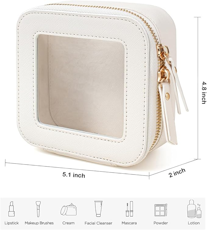 Clear Makeup Bag, Small Makeup Bag TSA Approved Toiletry Bag Cosmetic Travel Bag Cute Makeup Bag Organizer Makeup Case Pouch Car Essentials for Women Men