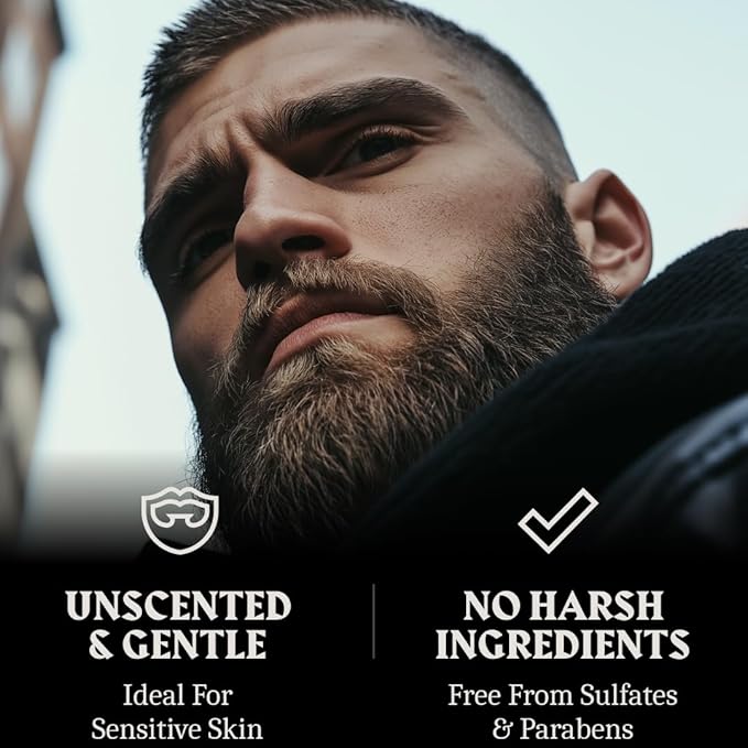 Striking Viking Beard Wash and Conditioner Unscented Scent - 10 Fl Oz (Pack of 2) Beard Shampoo and Conditioner Paraben & Sulfate Free for Men - Deep Cleansing for all Beard Types (Unscented)