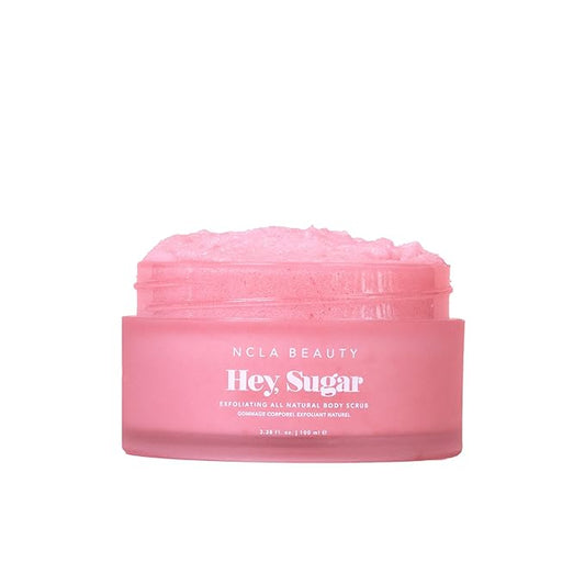 NCLA - Hey, Sugar Body Scrub | Smooth, Exfoliate, Hydrate Skin | Shea, Mango + Cocoa Butters | Vegan, Cruelty-Free, Clean Skincare (Pink Champagne; 100g | 3.38 oz)