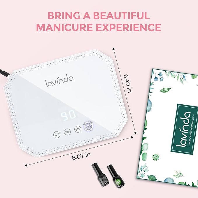 Lavinda 54W UV LED Nail Lamp for Gel Nails, Large Touch Display & Fast Curing, 4 Timer Settings Professional Nail Dryer Light, Compatible All Gel Types Home Salon White