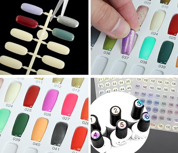 308 Colors Nail Swatches Book with 360 Nail Tips Professional Nail Color Chart Card Display Gel Polish Book Nail Painting Practice Design Board No Need Pasting, No Need Glue for Nail Salons