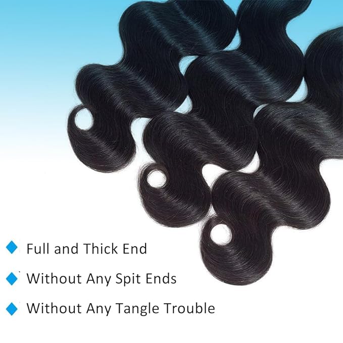 12A Brazilian Body Wave Bundles 22 24 26 Inch Human Hair Bundles 100% Unprocessed Virgin Hair Body Wave 3 Bundles Human Hair Weave Deals 1B Natural Black