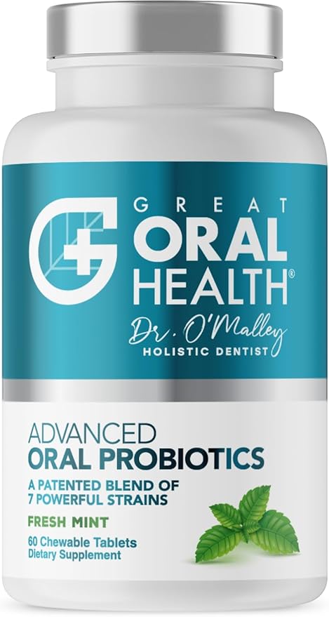 Oral Probiotics for Mouth Bad Breath Treatment for Adults; Dentist Formulated Dental Probiotics for Teeth and Gums Health & Chronic Halitosis with BLIS K12 M18, 60 Chewable Oral Health Tablets Mint