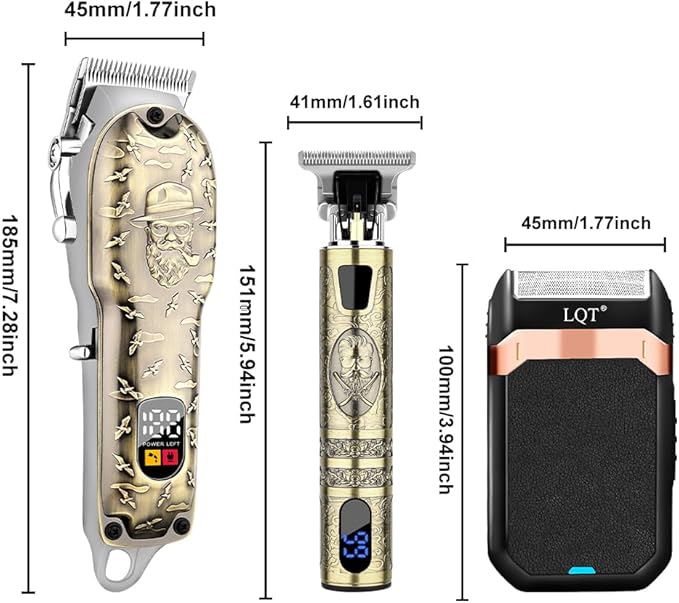 Hair Clippers Set for Men, Hair Clipper Trimmer with LED Display, Professional Cordless Hair Clipper Shaver Beard Trimmer, Hair Cutting Machine for Men, Holiday Gift for Him Father's Day Gift
