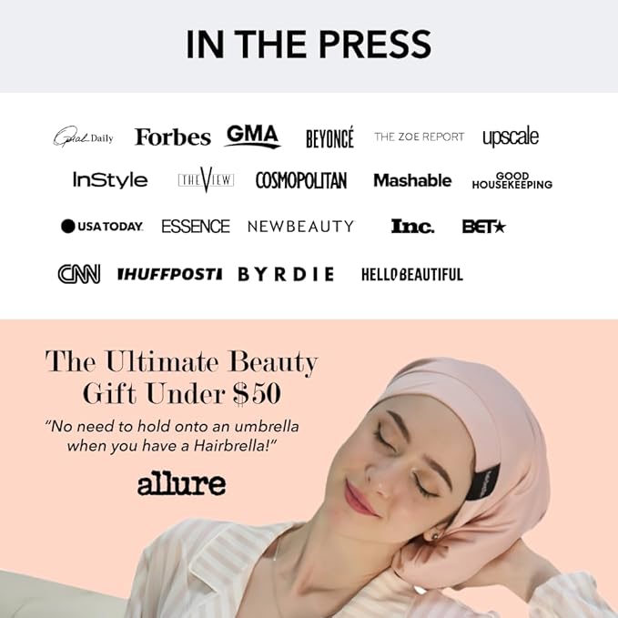 Hairbrella Satin Lined Adjustable Sleep Cap - Sleeping Caps for Women to Protect Hair, Satin Band Edge, Silk Bonnet