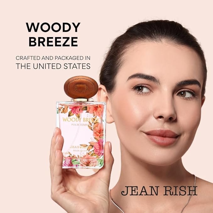 Jean Rish Woody Breeze Eau De Parfum - Perfume for Women (3.4 Fl Oz / 100ml) with Black Currant, Iris & Praline Notes - Long Lasting and Luxury Fragrance