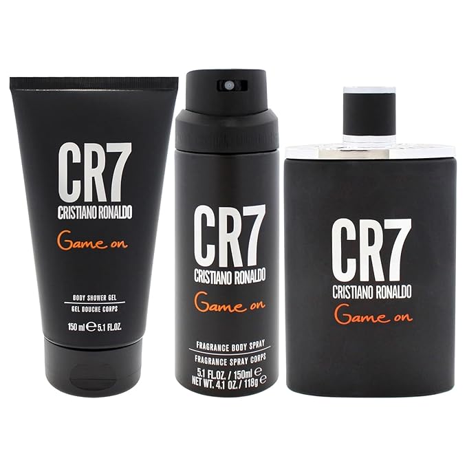 Cristiano Ronaldo Game On for Men - 3 Pc Gift Set 3.4oz EDT Spray, 5.1oz Shower Gel, 4.1oz Body Spray