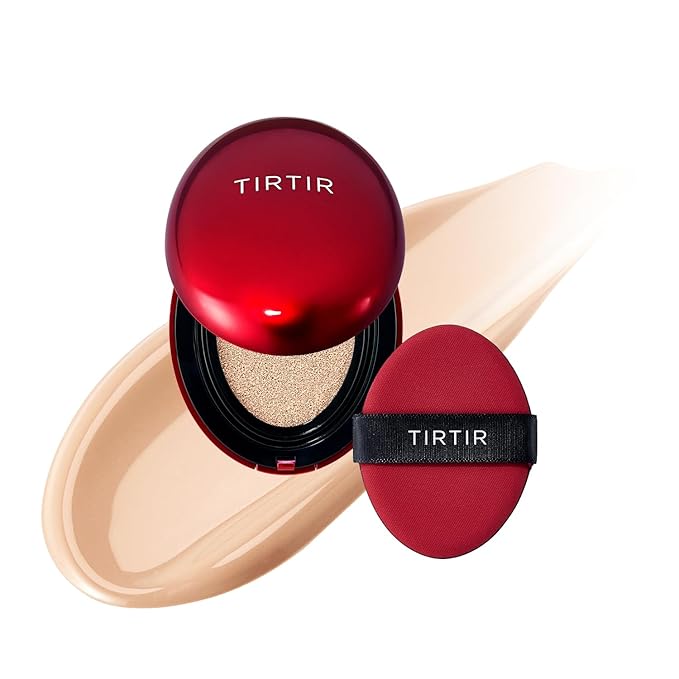 [*Mini Size*] TIRTIR Mask Fit Red Cushion Foundation | Full coverage, Weightless, Skin fit, Satin Glow Finish, Korean Makeup Cushion Foundation (#21C Cool Ivory, 0.15 Fl Oz)