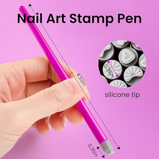 30PCS Nail Art Stamp Pen Set Nail Flower Butterfly Design Stamping Pens 3s Quick Nail Design Tools with Different Patterns, For Beginner DIY Salon Manicure