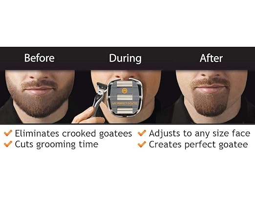 Mens Goatee Shaving Template - Create Perfectly Shaped Beards Every Time - Adjustable, Reduces Shaving Time - Shape Van Dyke, Circle Beard, Version 1.1 (2-pack)