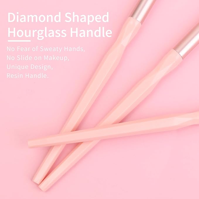 Pink Portable Eye Shadow Brush Set by ENZO KEN, Vegan Eyeshadow Brushes Set, Small Nose Contour Brush, Diamond Eyeshadow Brush, Eye Brush, Eyeshadow Blending Brush, Eye Makeup Brushes Set Professional