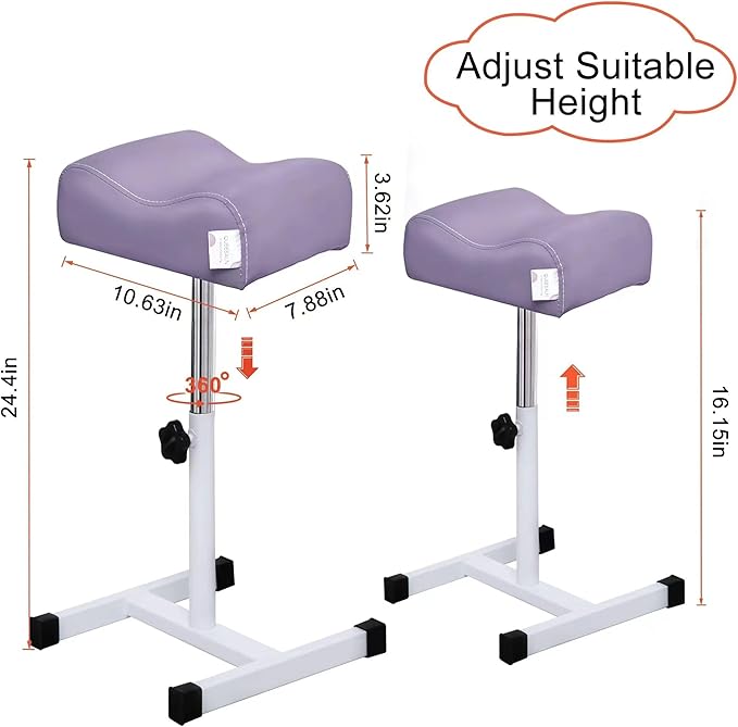 Pedicure Stand Stool Footrest Stand Adjustable Height Technician SPA Beauty Stand Stool with Non-slip SPA Salon Home Equipment Purple