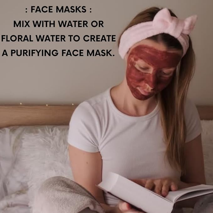 100% Natural Moroccan Red Clay Powder for Hair Masks, Scrubs, Creams and Soap Making 1 LBS / 454 GMS