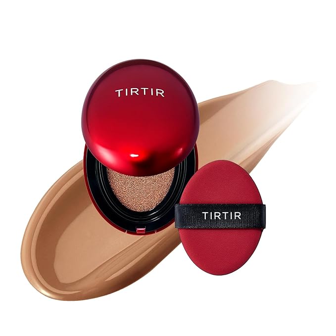 [*Mini Size*] TIRTIR Mask Fit Red Cushion Foundation | Full coverage, Weightless, Skin fit, Satin Glow Finish, Korean Makeup Cushion Foundation (#37C Almond, 0.15 Fl Oz)
