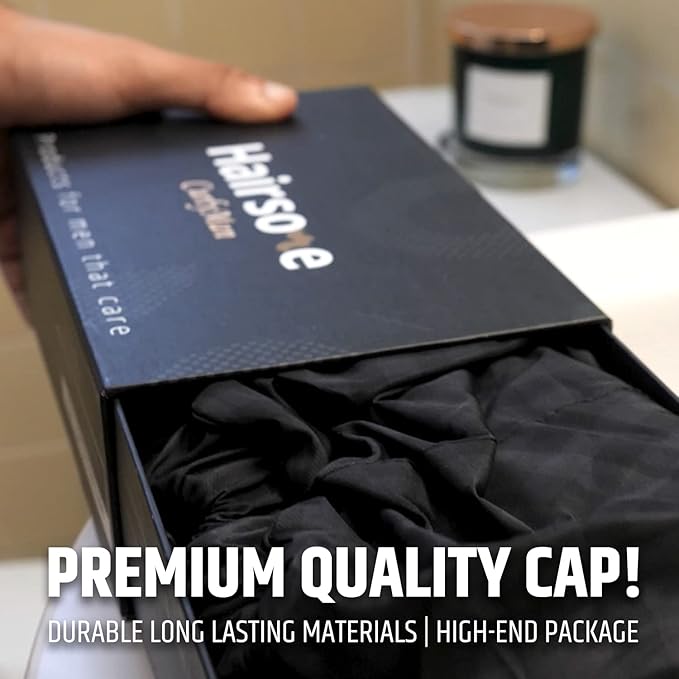 Men Shower Cap For dreadlocks, braids, curls, locs, curly Hair. Waterproof, Reusable, Large shower cap for mens hair. Terry cloth lined, elevated, sleek looking shower caps (Black Camouflage)