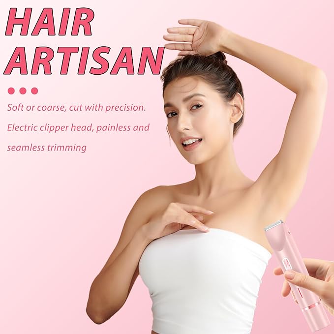 2025 New Electric Womens Shaver, 2 in 1 Women Electric Shaver, Dual Head Bikini Trimmer for Women, Wet & Dry Waterproof Body Hair Trimmer (Pink)