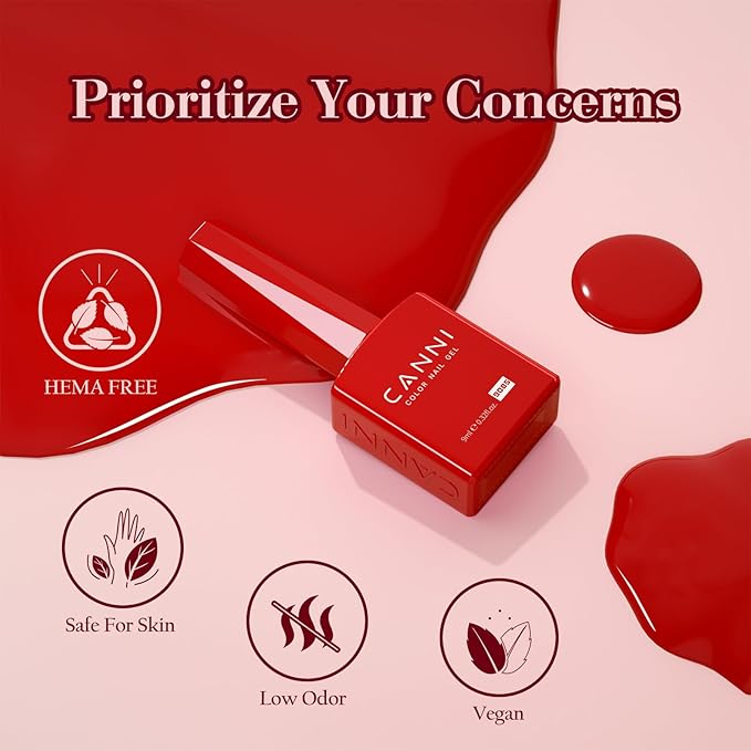 CANNI Red Gel Nail Polish Set - 6 Colors 9ML Red Collection Popular Dark Red Burgundy Gel Polish Kit Nail Art Design Soak off UV LED Nail Gel DIY Manicure All Seasons Nail Salon