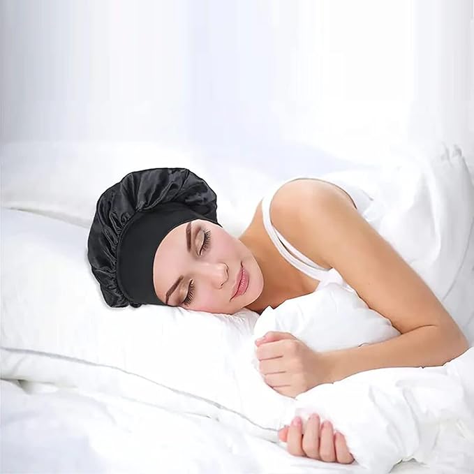 Tergy 12pcs Satin Bonnet Caps for Women Solid Color Hair Bonnets for Sleeping Elastic Band Bonnet Hats for Black Women Hair Care