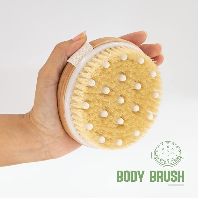 Lymphatic Drainage Paddle & Dry Brushing Body Brush, Wood Body Gua Sha Tool with Dry Skin Brush, Lymphatic Massage Paddle for Anti Cellulite - Body Shaping Contouring Sculpting