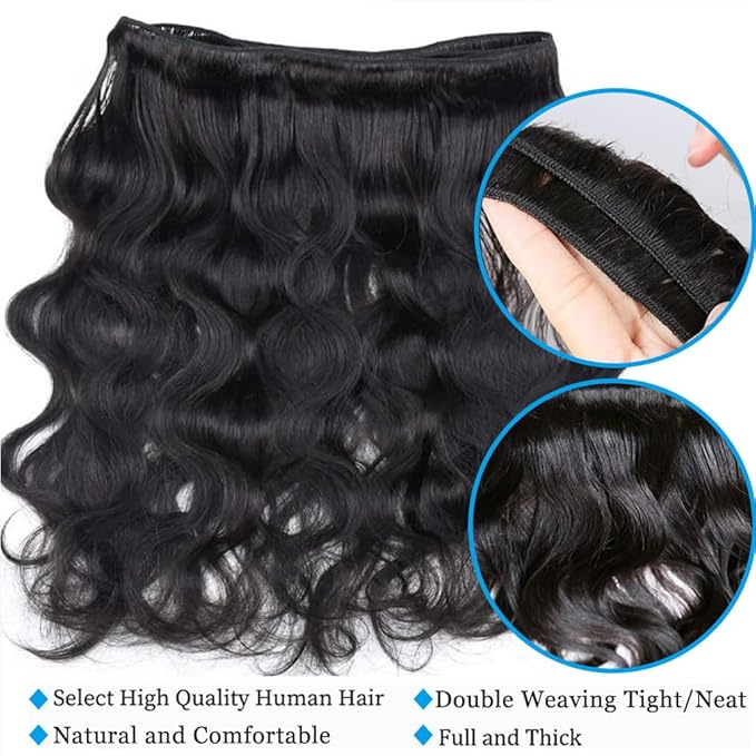 Cirvty 12A Human Hair Bundles 20 20 20 Inch Body Wave Bundles Human Hair Weave 3 Bundles Human Hair Deals Human Hair Weft Unprocessed Human Hair Bundles 100% Brazilian Human Hair Bundle Natural Black