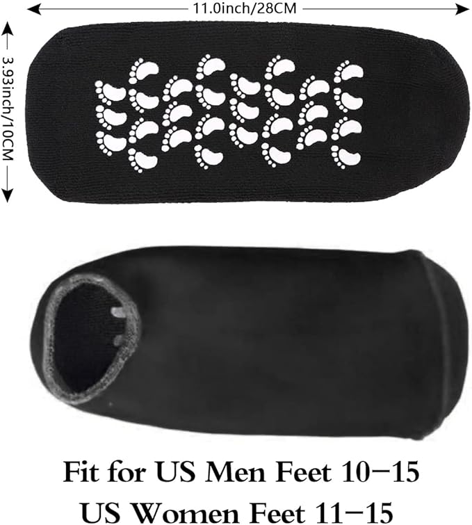 Codream Large Men's Moisturizing Gel Socks Men's Feet Care Ultimate Treatment for Dry Cracked Rough Skin on Feet Pack of 2 Pairs Black US Men 10-15