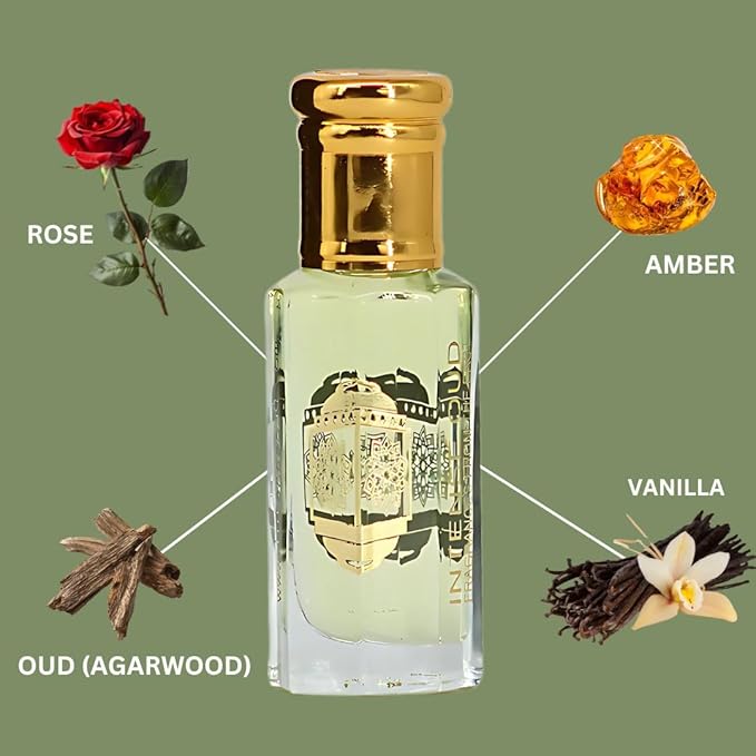 INTENSE OUD Attar Al Ishq Long Lasting Arabian Perfume Oils for Women 12ML (0.40 OZ) Fragrance Oil with Rich Rose, Warm Amber & Bold Oud - Concentrated Perfume Oil in Elegant Black Gift Box