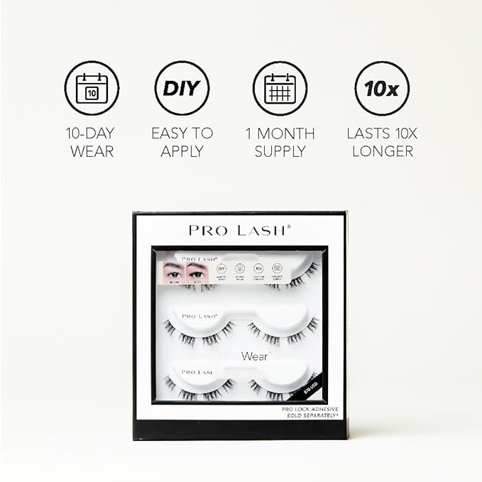 Pro Lash Professionally Styled - Soft and Comfortable Eyelash | Natural Look Eyelashes with ProLock Adhesive System - Lasts up to 10 Days | 3 Sets - Mega Volume No. 3