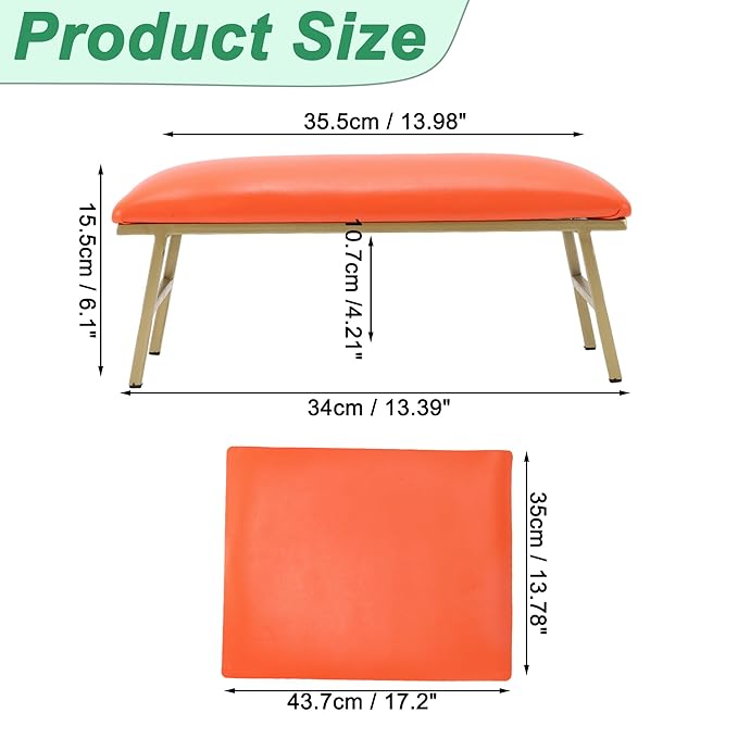 VOCOSTE 1 Set Arm Rest for Nails Tech, Non-Slip Nail Arm Rest, Manicure Hand Rest with Nail Table Mat, Hand Rest for Nails Tech, Nail Hand Rest, Orange