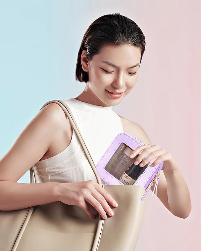 Clear Makeup Bag, Small Makeup Bag TSA Approved Toiletry Bag Cosmetic Travel Bag Cute Makeup Bag Organizer Makeup Case Pouch Car Essentials for Women Men