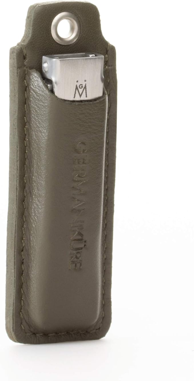 GERMANIKURE Pocket Nail Clipper Leather Keychain Case – Foldable All in one Nail Care Tool - Made in Germany of FINOX Stainless Steel – Travel Nail Clipper, Cleaner, File