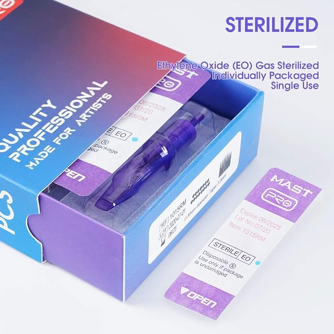 Mast Tattoo Gun Kit Flip Wireless Tattoo Machine 7 Strokes Length Tattoo Kit 2 Batteries Power Supply 20 Pro Tattoo Needles Cartridges Purple Color