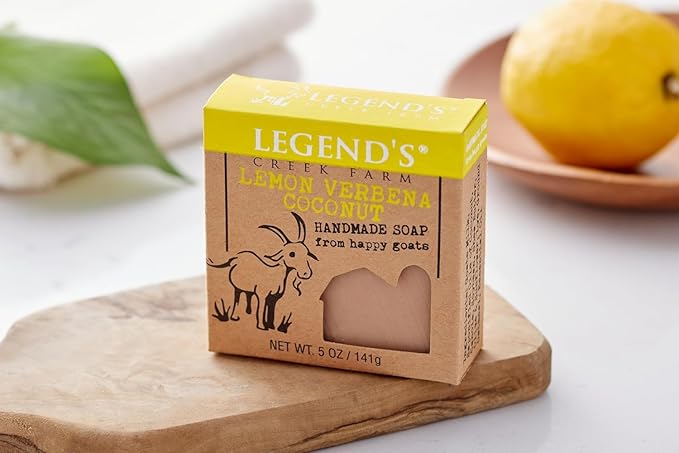 Legend's Creek Farm Goat Milk Soap, Moisturizing Cleansing Bar for Hands and Body, Creamy Lather and Nourishing, Gentle For Sensitive Skin (Lemon Verbana Coconut, Pack of 3)
