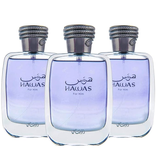 RASASI Hawas For Him EDP Spray 100ML (3.4 OZ) Long Lasting and Luxurious Scents for Men. (PACK OF 3)