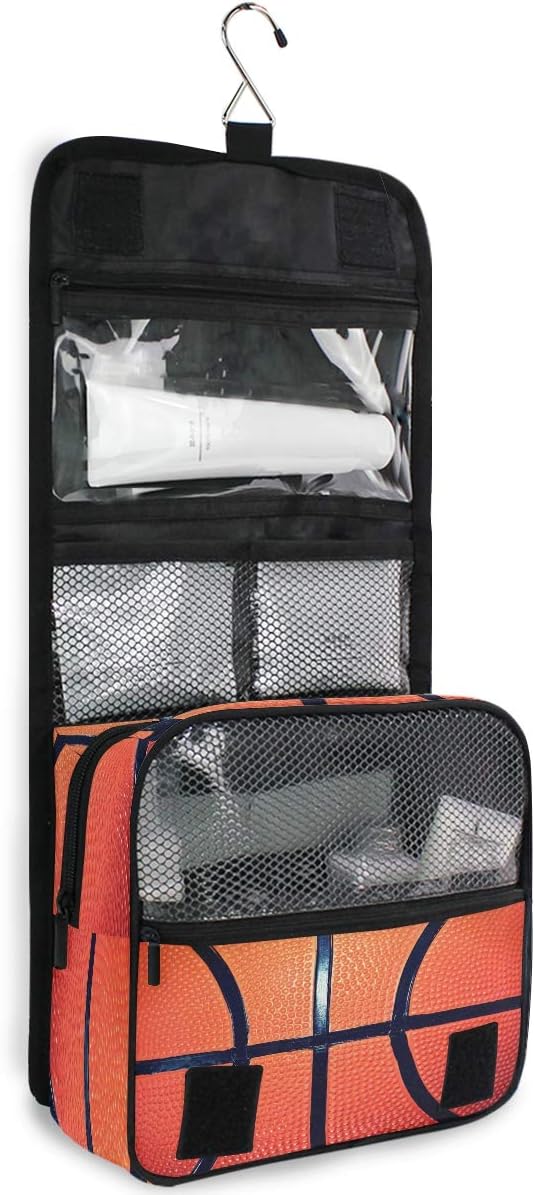 Hanging Toiletry Bag Sport Ball Basketball Portable Travel Cosmetic Makeup Bag Bathroom Shower Shaving Kit Organizer Bag for Men Women