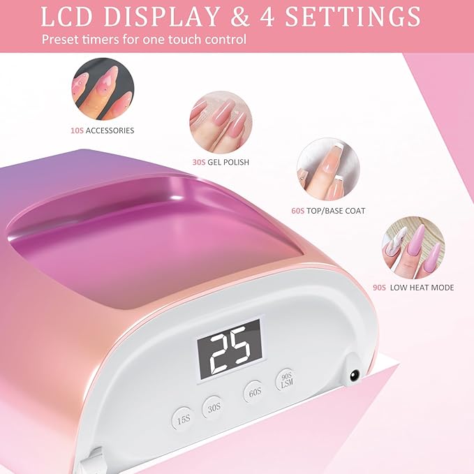 126W Cordless Rechargeable UV LED Nail Lamp,Professional UV Light for Gel Nails Gel Curing Lamp with 4 Timer Setting Auto Sensor, LED Nail Dryer for Fingernail and Toenail Home Salon