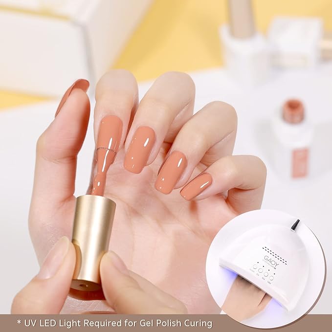 GAOY 23 Pcs Gel Nail Polish Set, Fall Brown Red Green Glitter Colors, UV Light Cure Gel Nail Kit with Glossy & Matte Top Coat and Base Coat for Salon and DIY Manicure at Home