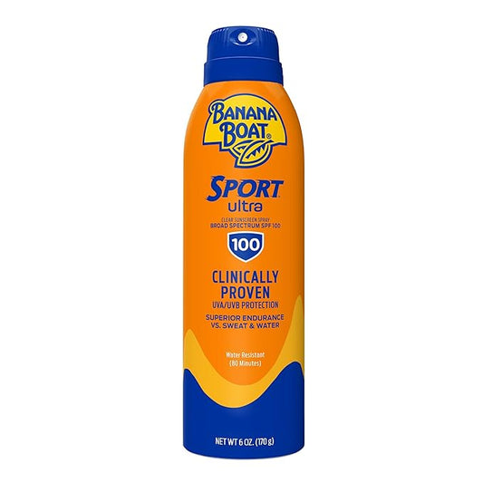 Banana Boat Sport Ultra SPF 100 Sunscreen Spray, 6oz | Sport Sunscreen Spray SPF 100, Banana Boat Sunscreen SPF 100 Spray, High SPF Sunscreen, Water Resistant Sunscreen, 6oz