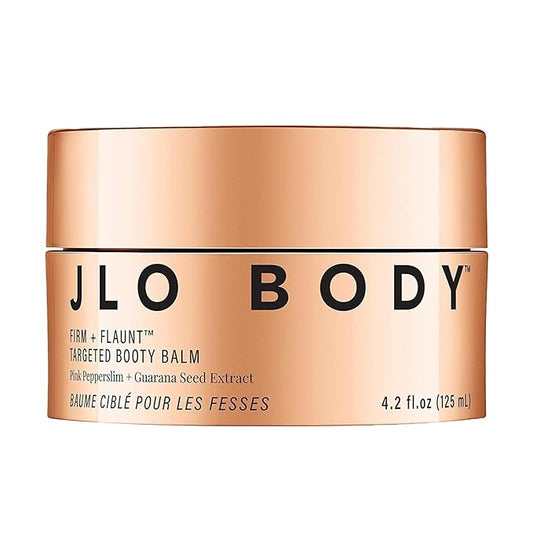 JLO BEAUTY Firm + Flaunt Targeted Booty Balm, Firming Body Lotion Skin Care Body Cream Moisturizer Helps Firm, Hydrate, Supports Skin Elasticity & Targets Arms, Waist, Booty, Hips and Thighs, 4.2 Oz