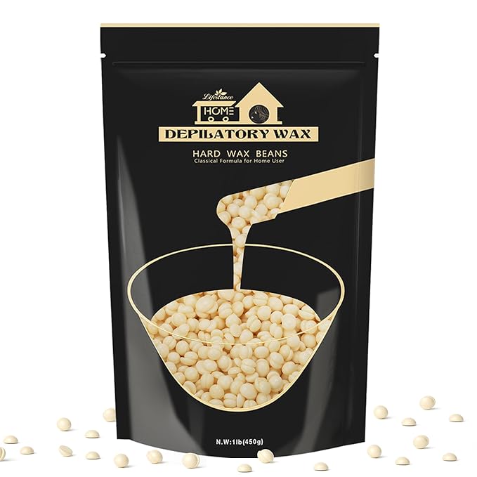 1lb Hard Wax Beans, Lifestance Wax Beads Hair Removal Hard Wax Kit for Thin & Fine Hair, Sensitive Skin, Waxing Beads for Face, Chin, Eyebrow, Bikini