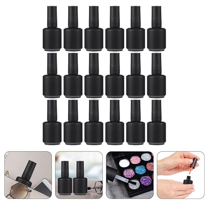 20Pcs Empty Nail Polish Glass Bottles with Brush Cap Refillable Nail Fingernail Polish Bottles Container 15ml for Nail Art Sample