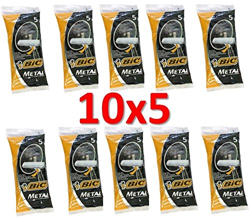 Bic Metal Men's Disposable Shaving Razors, 5-Count x 10 Packs