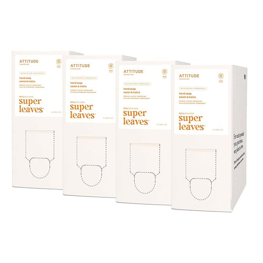 ATTITUDE Liquid Hand Soap, EWG Verified, Plant and Mineral-Based, Vegan Personal Care Products, Orange Leaves, Bulk Refill Format, 67.6 Fl Oz