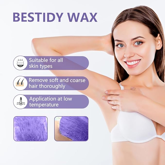 Bestidy Wax Beads, Bagged 1000g, Waxing beans for Hair Removal, Women Men, Home Waxing for All Body and Brazilian Bikini Areas