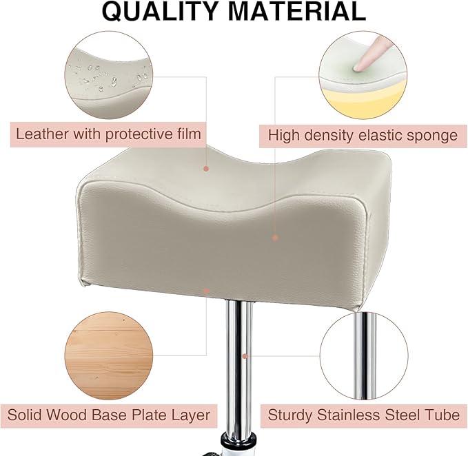 Pedicure Foot Rest,Height Adjustable Pedicure Chair,Non-Slip Pedicure Stool for Massage Office or Home (Light Grey)