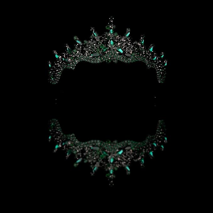 LIMELIA Women's Tiara for Henna Wedding Party|Glitter Hair Accessories for Bridal Birthday Pageant Prom Halloween Cos-play Christmas Party|Dence-Green