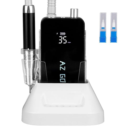 AZ GOGO Brushless Nail Drill, 35000RPM Professional Salon Electric Cordless Nail File Rechargeable Portable Nail Drill Machine for Gel/Acrylic Nails (Black)