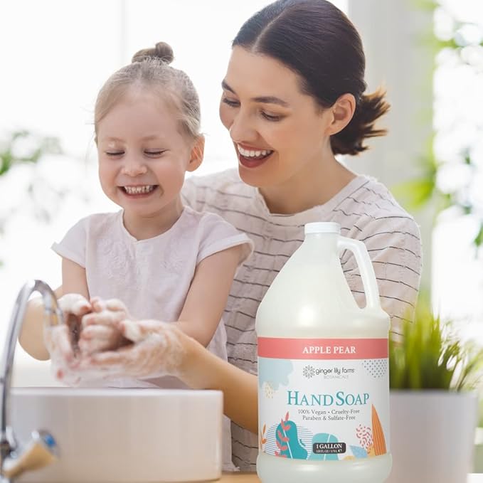 Ginger Lily Farms Botanicals All-Purpose Liquid Hand Soap Refill, 100% Vegan & Cruelty-Free, Apple Pear Scent, 1 Gallon (128 fl. oz.)